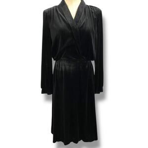 Size 12 Butte Vintage Black Velour Dress Wrap Style Bodice
